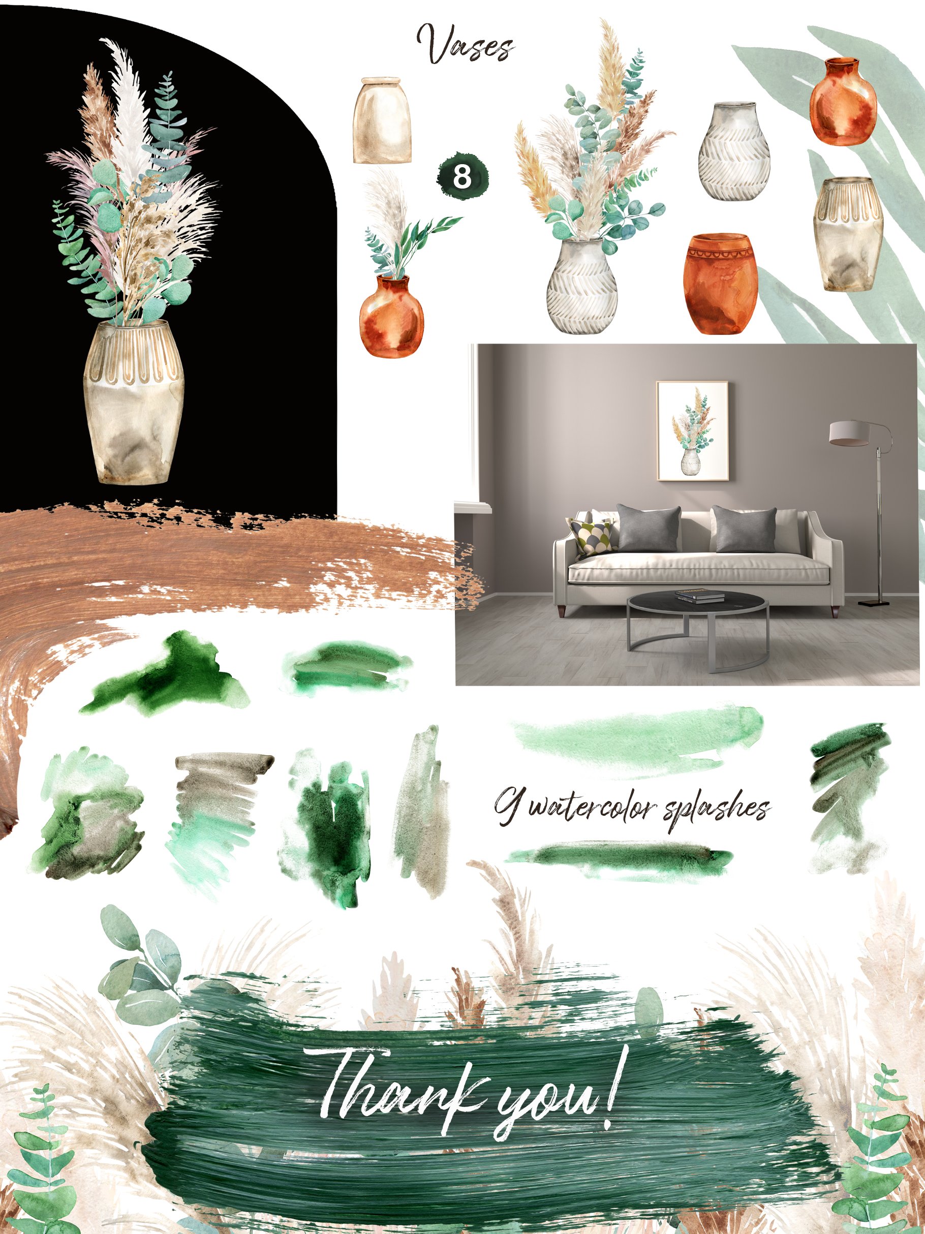 Pampas Grass And Greenery Collection - Design Cuts