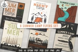 Summer Flyers Set Camping Cards Collection