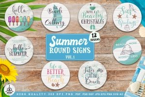 Summer Round Signs Set Vol 1