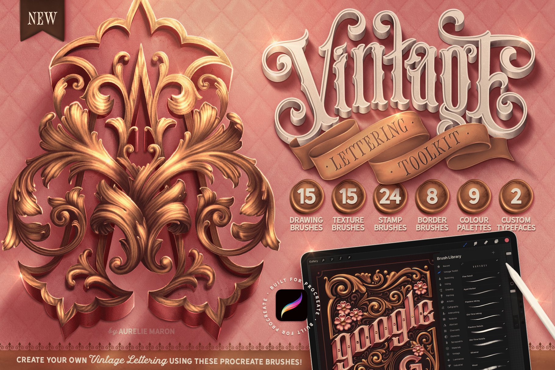 Vintage Lettering Toolkit For Procreate