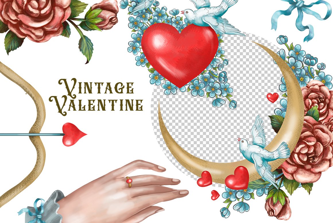 Vintage Valentine Clipart - Design Cuts