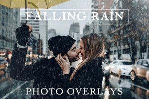 25 Falling Rain Storm Weather Photoshop Overlays
