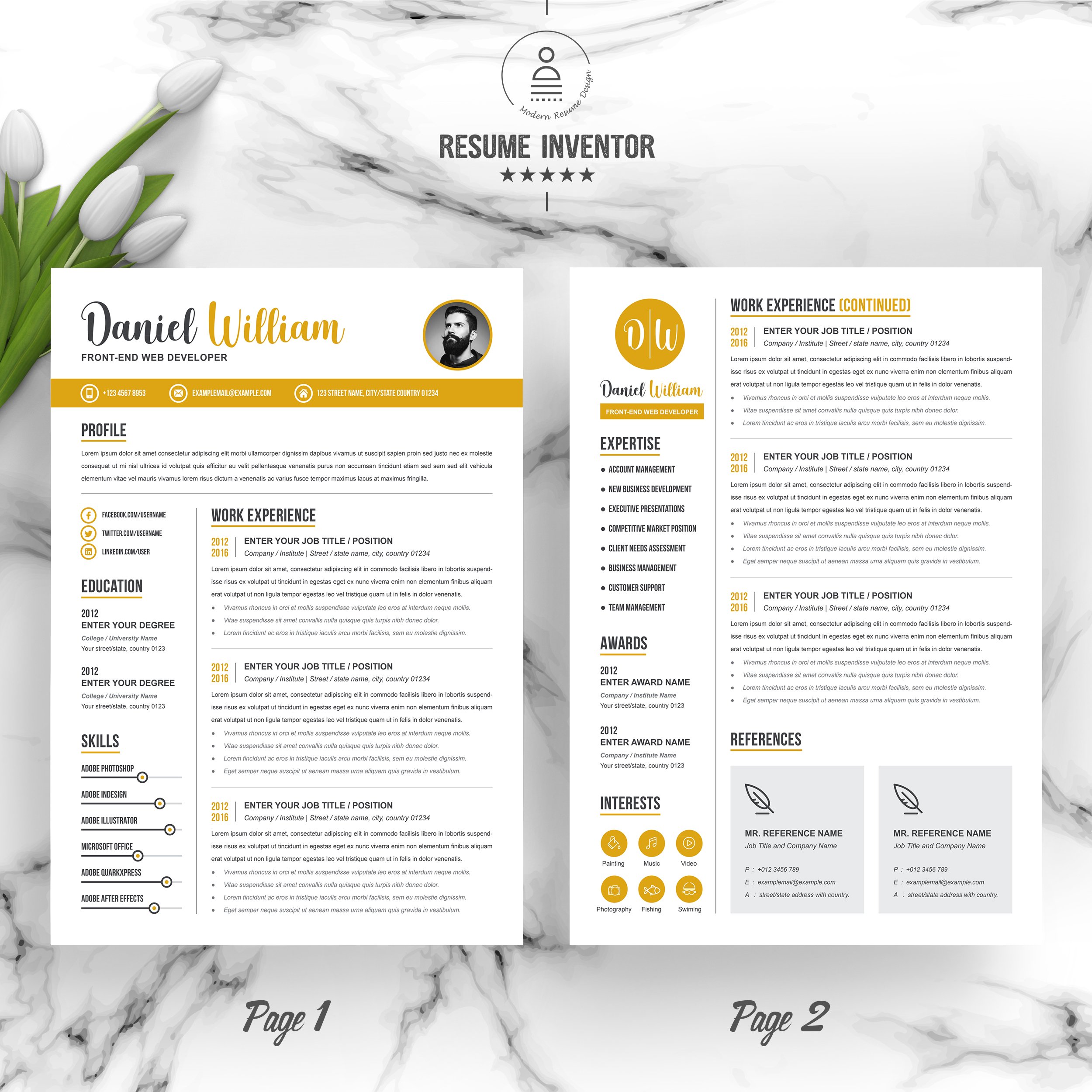 Modern Resume Template CV - Design Cuts