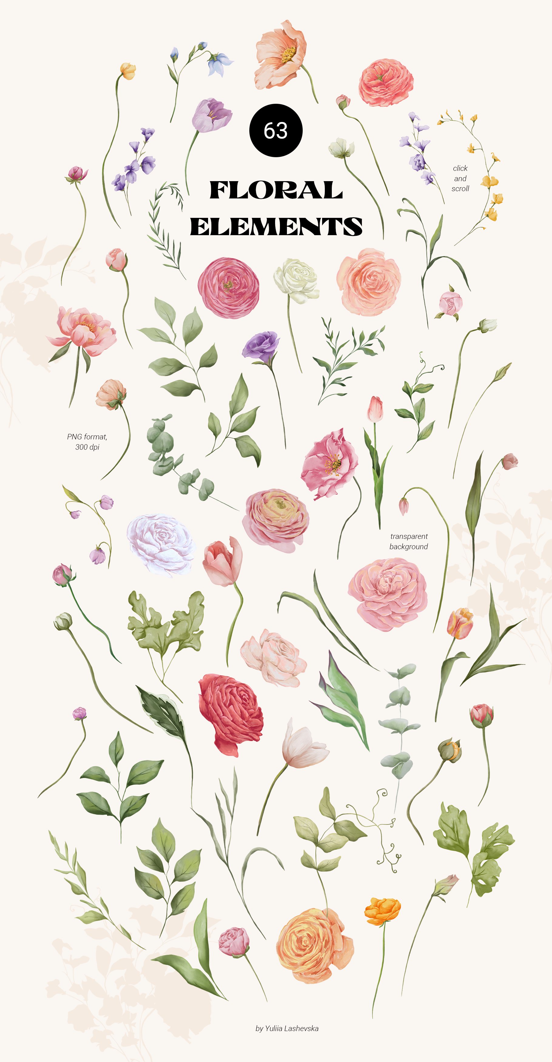 SPRING Watercolor Floral Set - Design Cuts