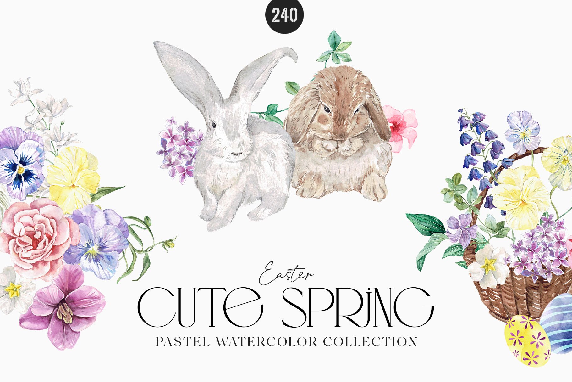 Cute Spring – Flora & Easter Bunnies