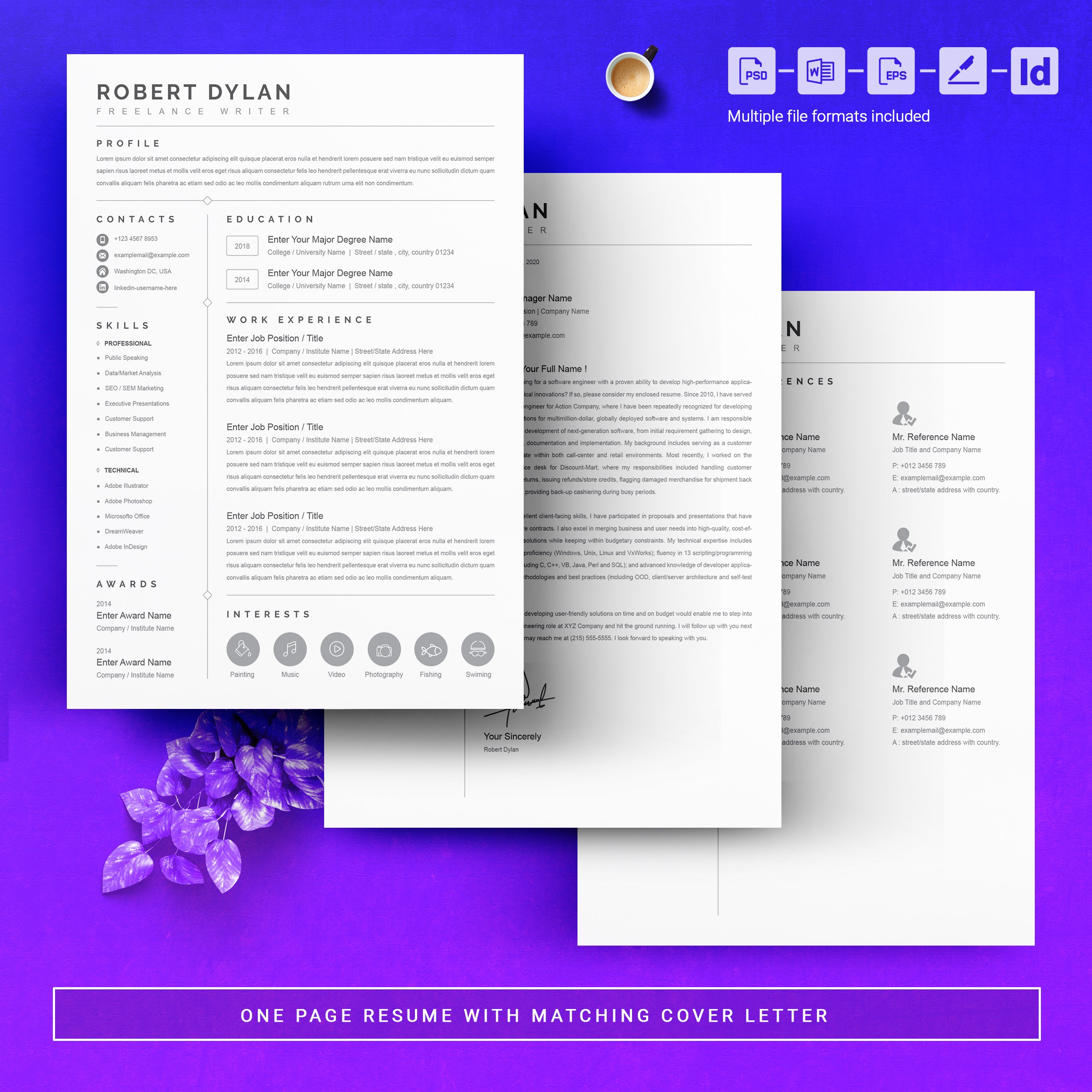 Resume Template  4 Pages Pack - Design Cuts