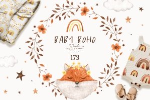 Baby Boho Watercolor Animals Collection