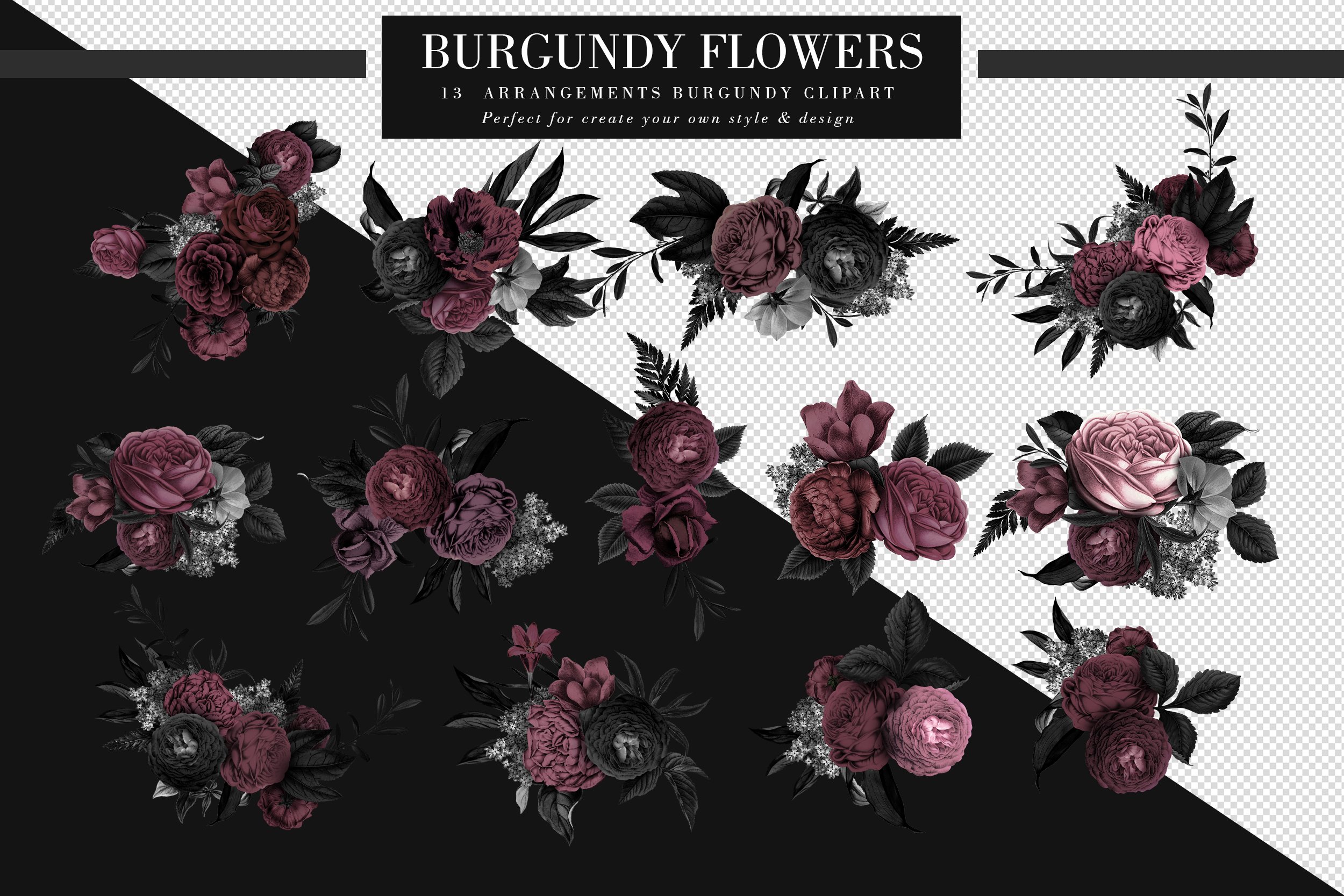 Burgundy Flowers - Design Cuts