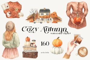 Cozy Autumn Watercolor Seasonal Collection