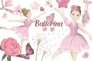 Cute Pink Ballerina Collection Clipart