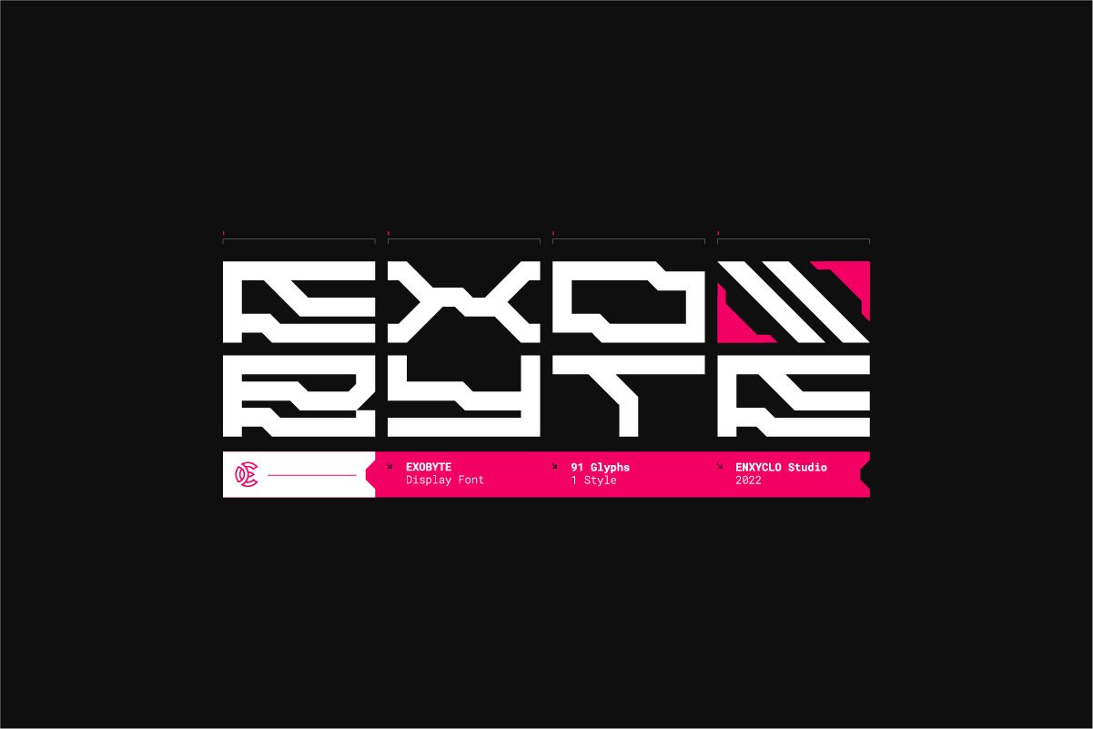 Exobyte - Cyberpunk Futuristic Font - Design Cuts