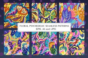 Floral Psychedelic Seamless Patterns