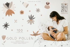 Gold Pollen Wildflowers Illustrations