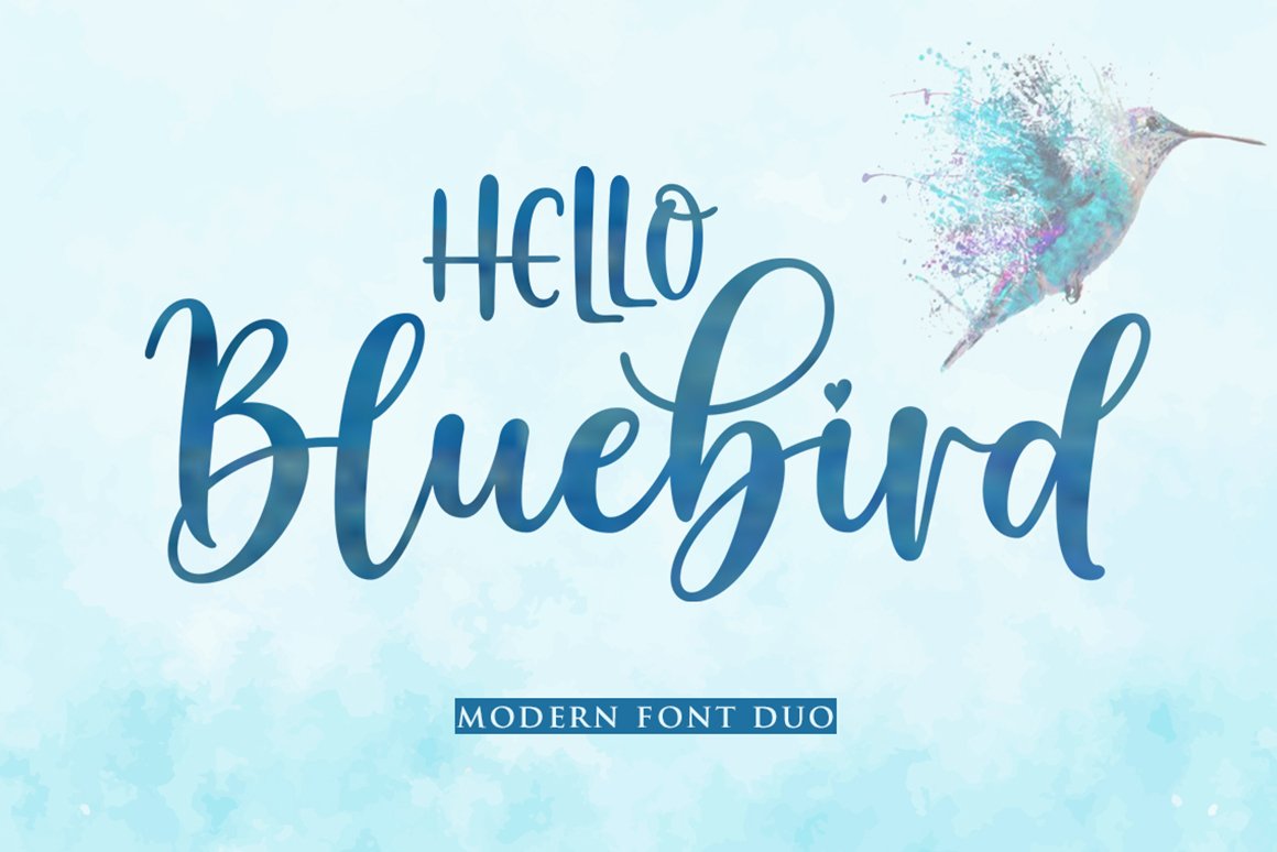 Hello Bluebird Font Duo - Design Cuts