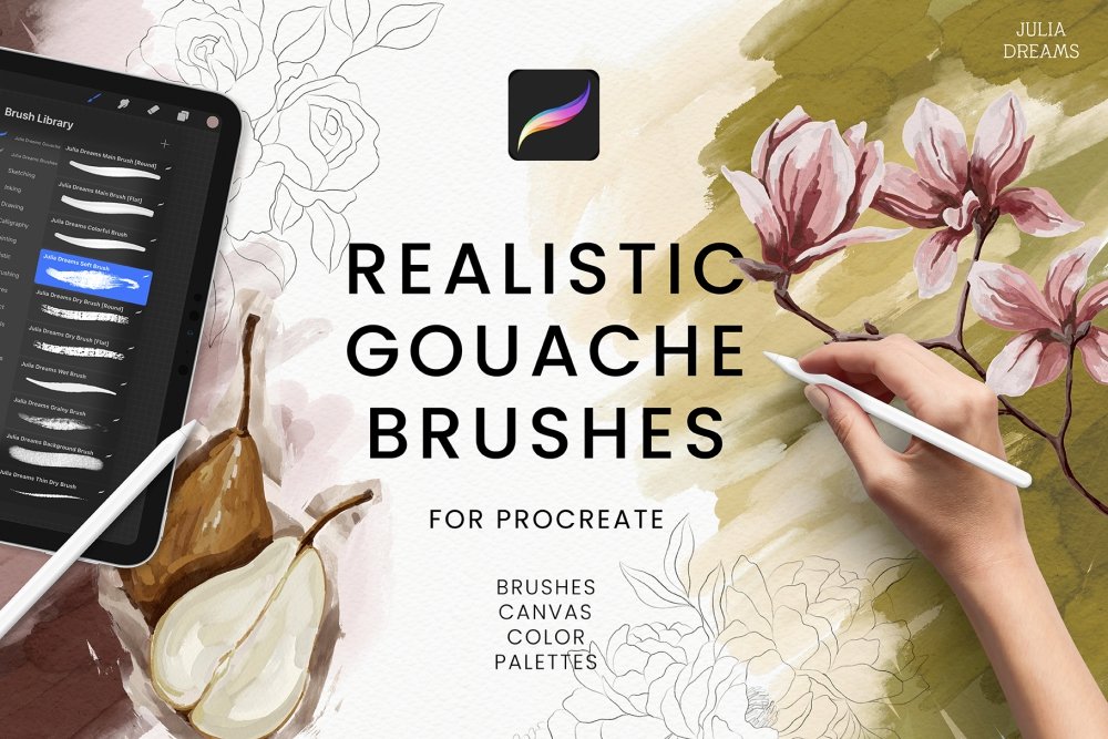 Realistic Gouache Brushes for Procreate – Artcoast
