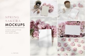 Spring Sakura Mockups & Stock Photos Bundle