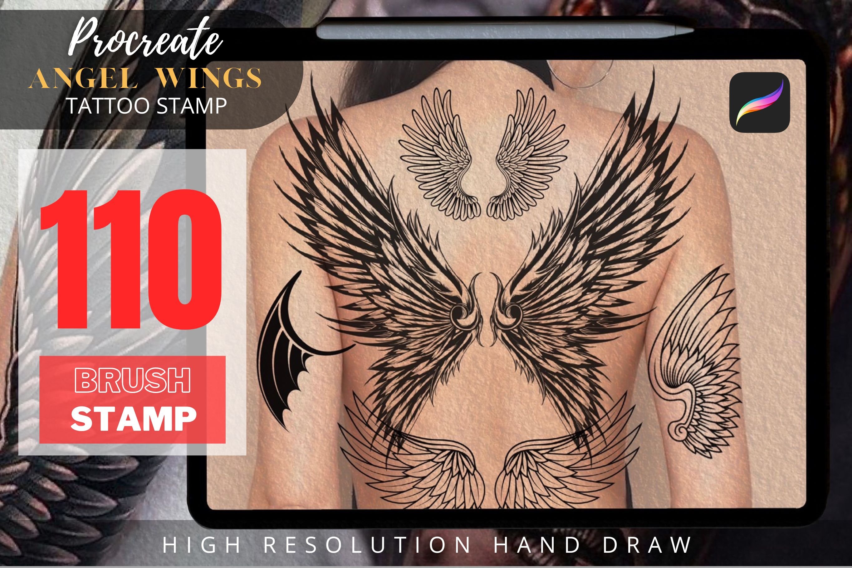 Geared Angel Wings – Quick Temporary Tattoos