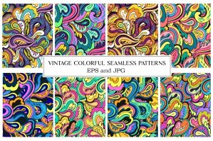 Vintage Colorful Seamless Patterns