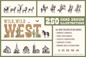 Wild Wild West - 250 Hand Drawn Illustrations