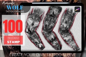 Procreate Wolf Tattoo Designs Brushset