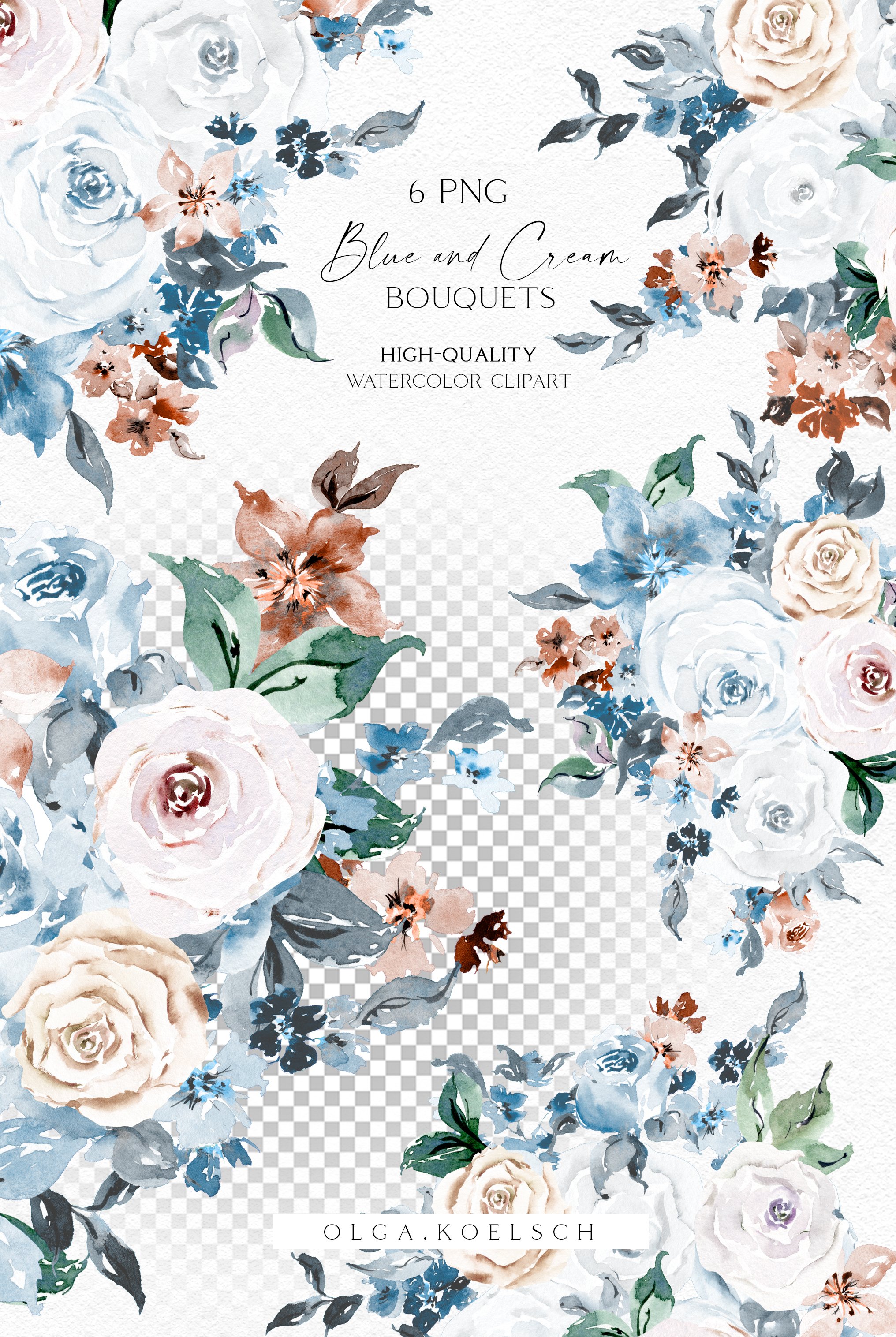 Creme De La Creme Watercolor Flowers - Design Cuts