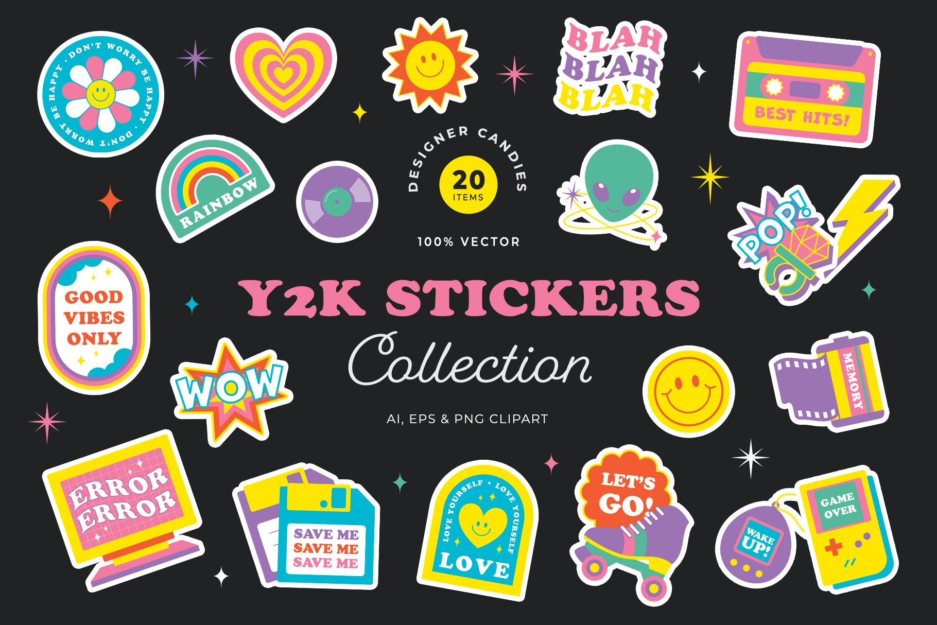 lot Of Vintage Stickers 90s & Y2K