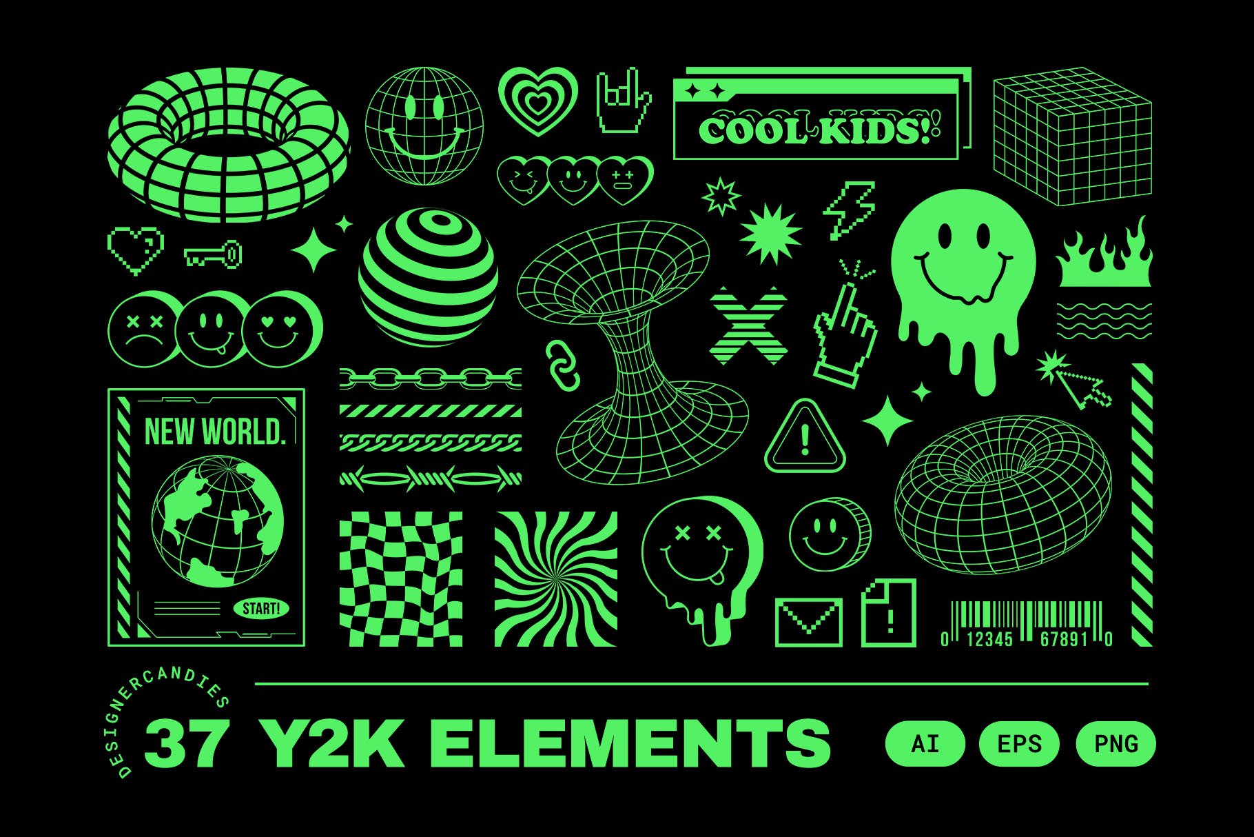 Cyber Y2K - Modern Shapes, Graphics