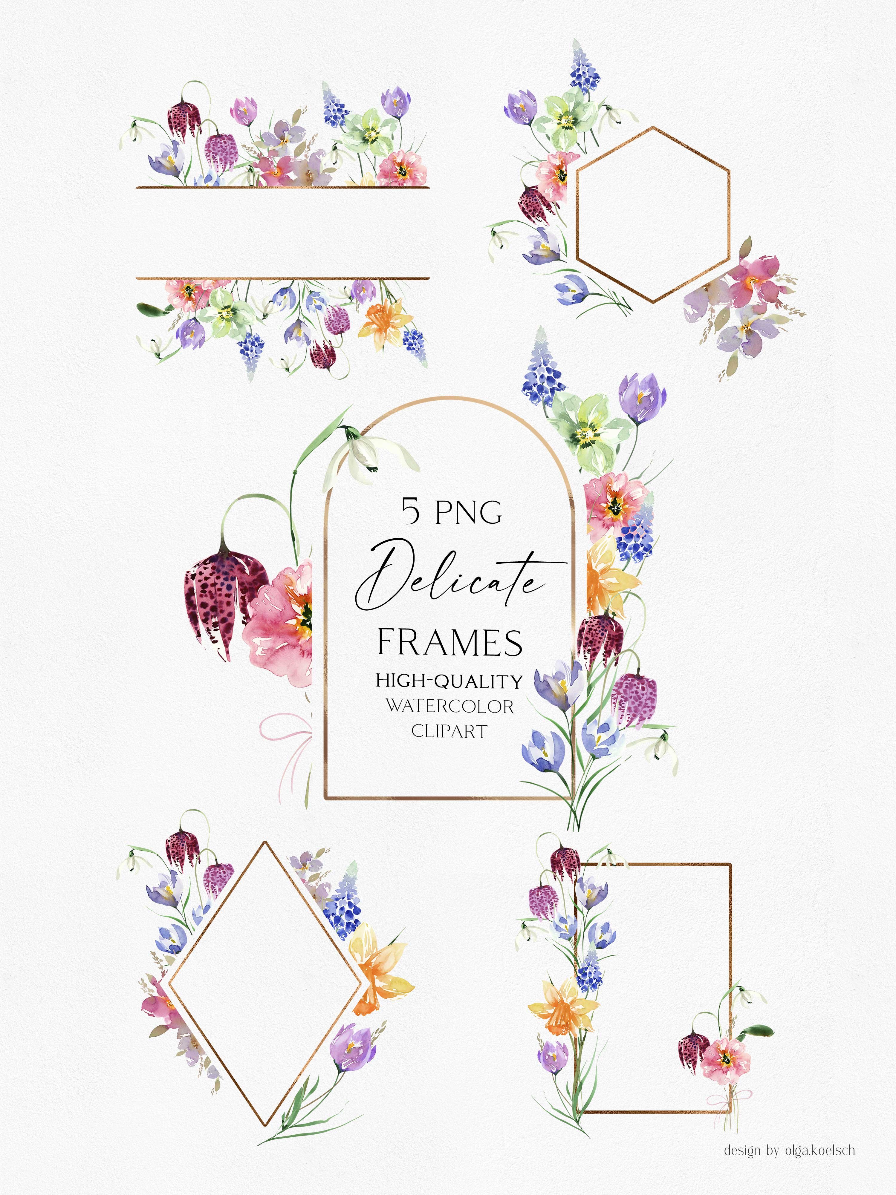 Watercolor Wildflowers Collection Design Cuts