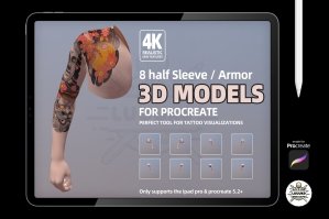 8 Half Sleeve Procreate 3d Models