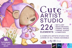 Cute Artist Studio - Brushes, Stamps & Texture Toolbox