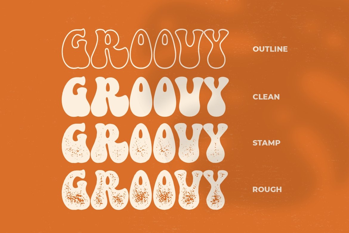 Retro Groovy Font Design Cuts