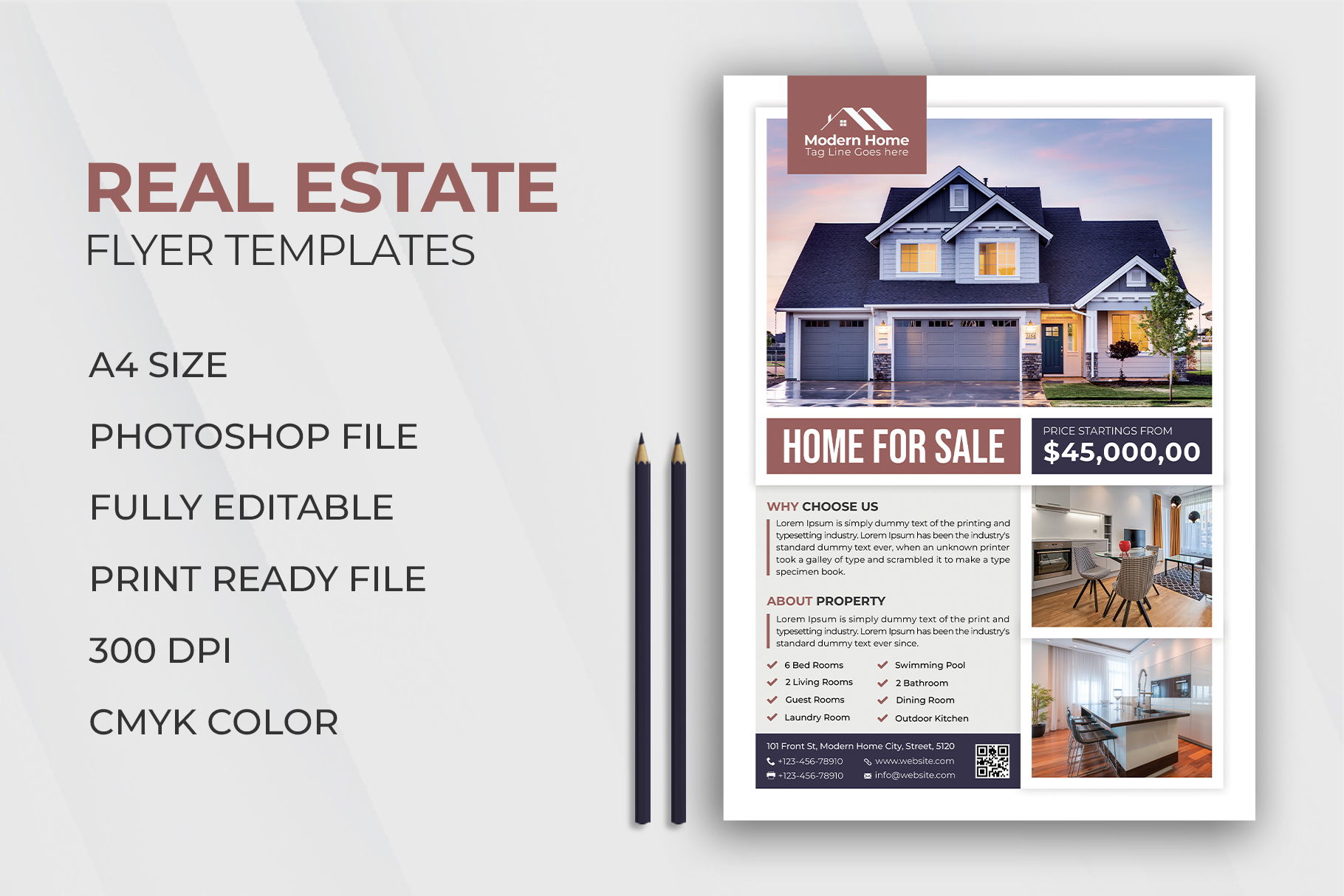 Real Estate Flyer Template 3 Design Cuts