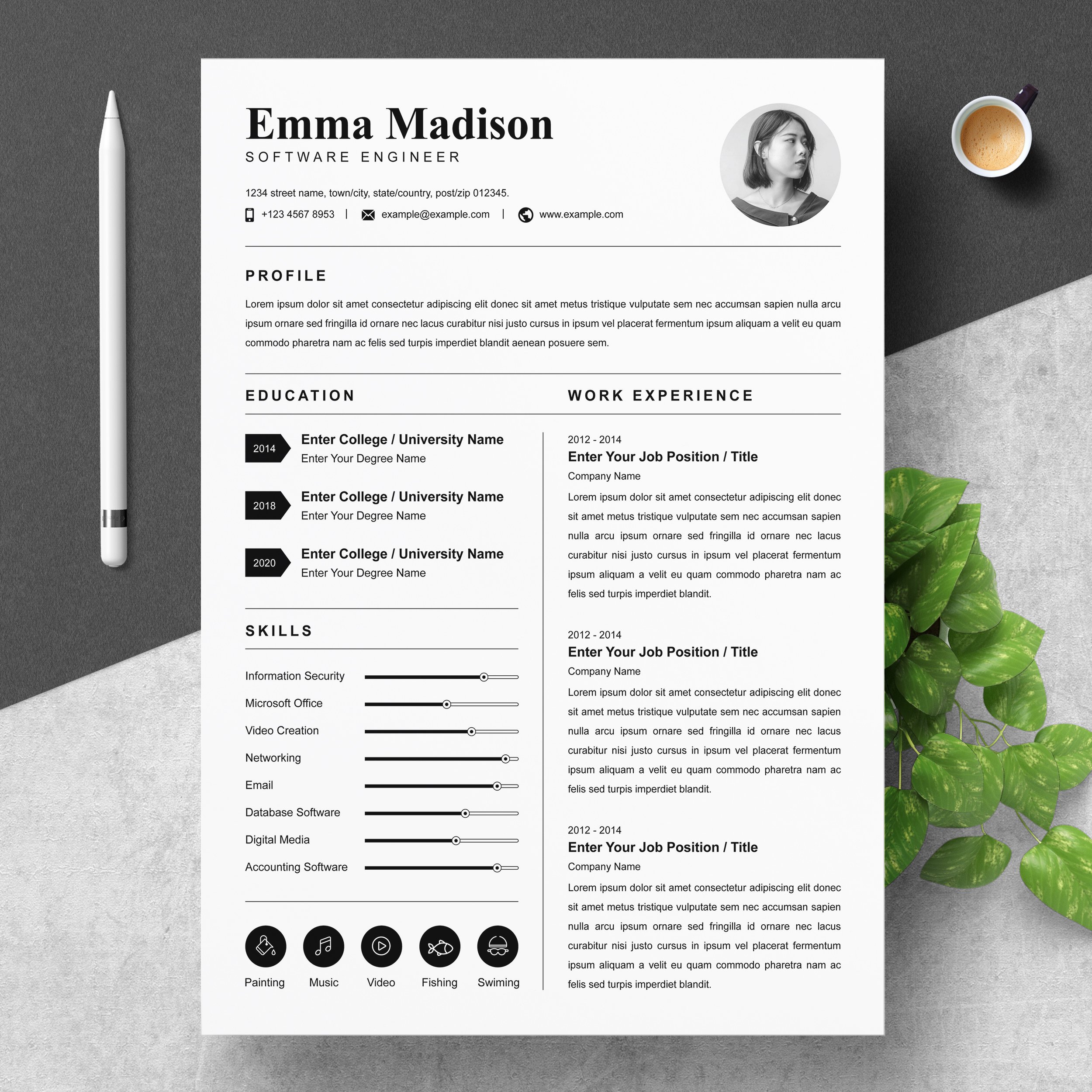 Modern Resume & Cover Letter Template 3 - Design Cuts