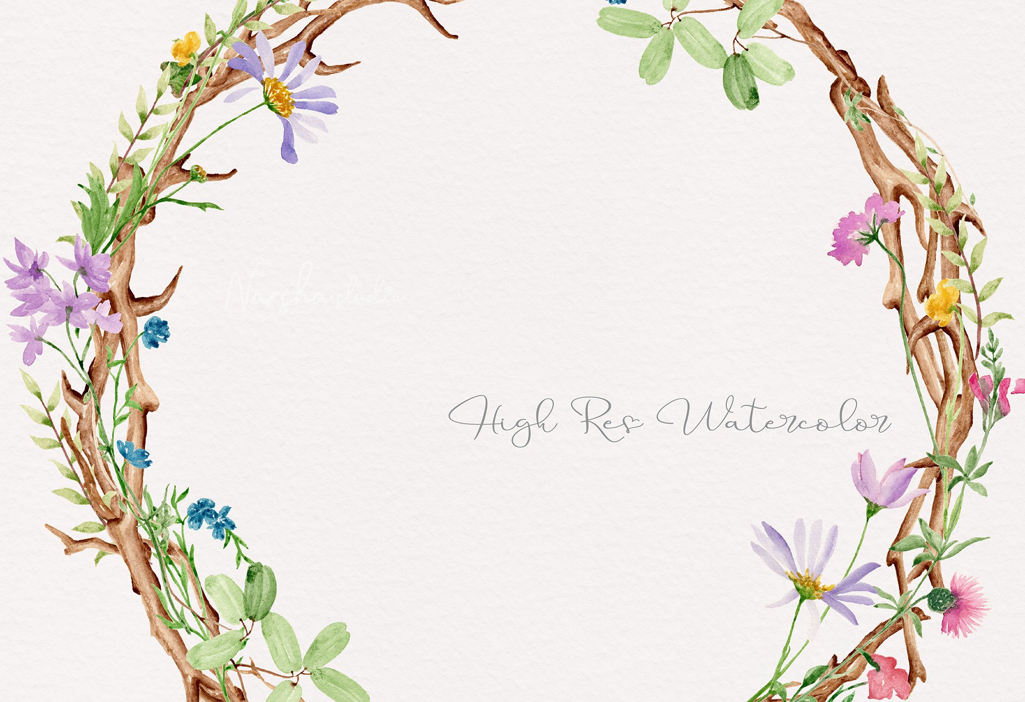 Wildflowers Watercolor Dried Wild Florals - Design Cuts