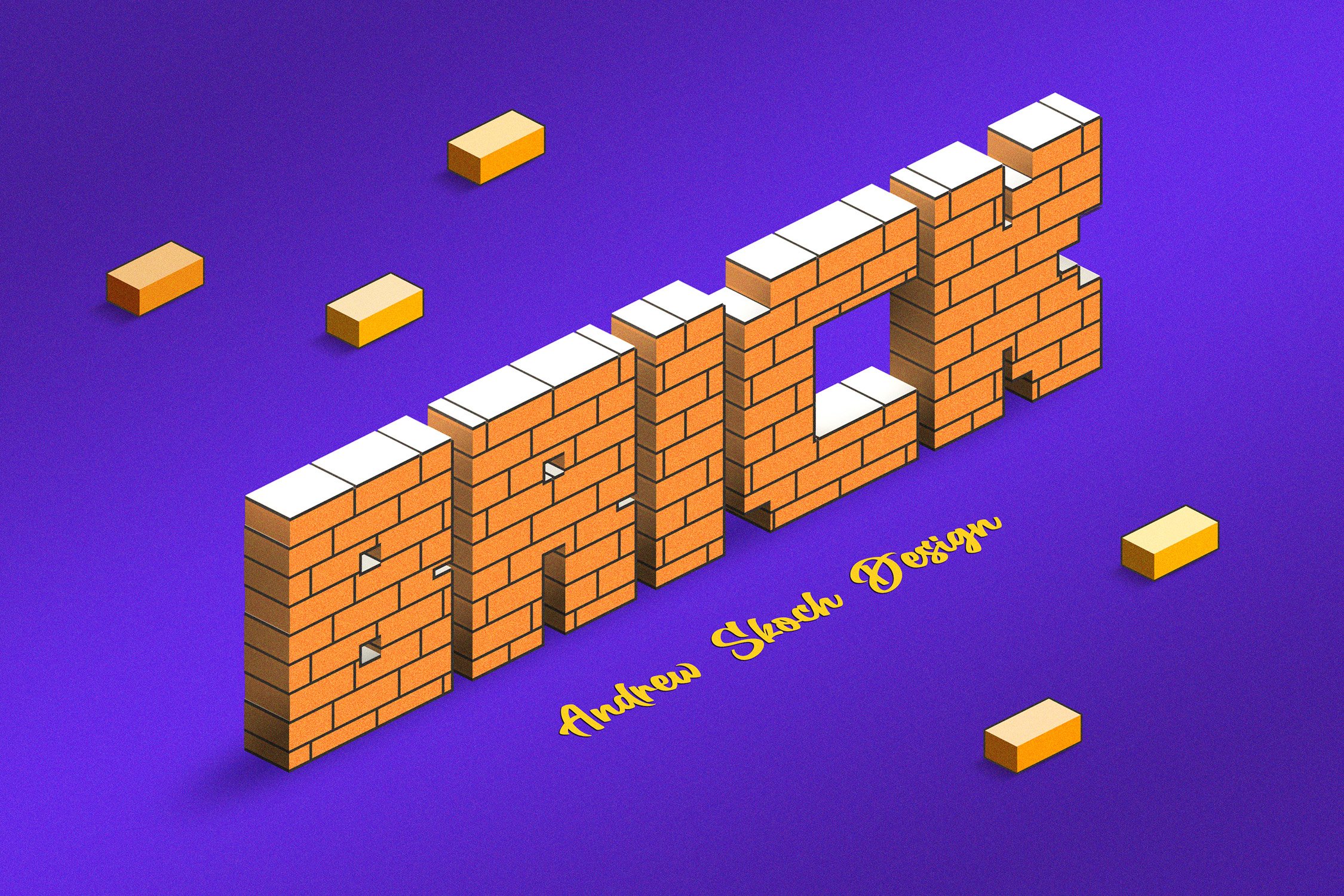 Bricks Text Effects Design Cuts