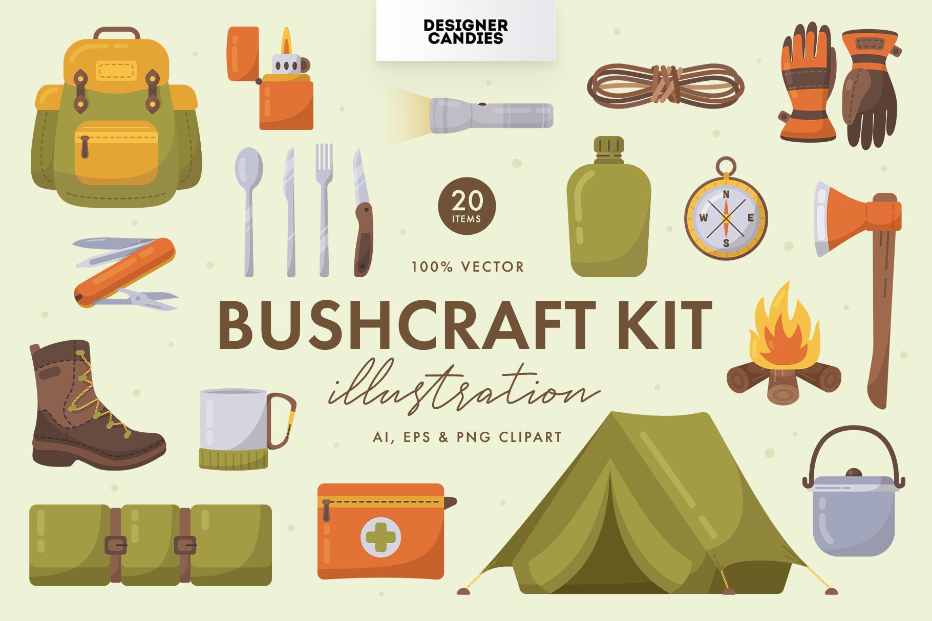 Bushcraft Kit Illustration Set