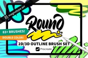 Outline ROUND Brush Set For Procreate