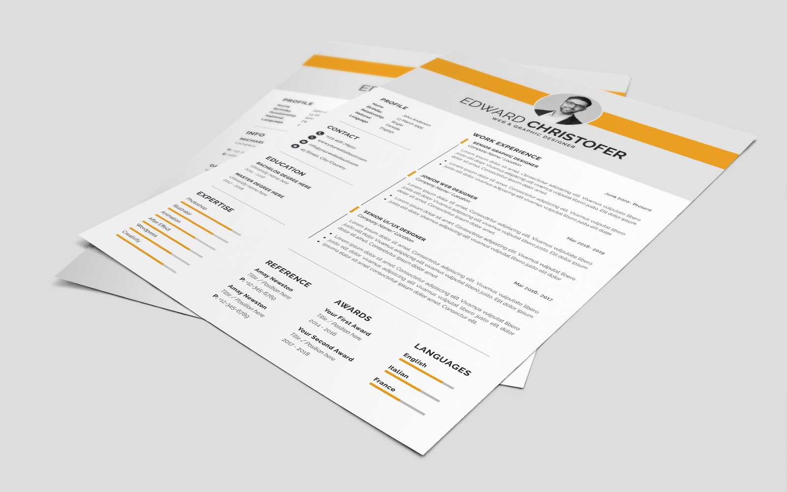 Clean Resume CV Template - Design Cuts