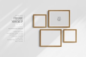 Gallery Wall Mockup | 4 Frames | PSD Frame Mockup