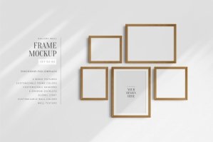Gallery Wall Mockup | 5 Frames | PSD Frame Mockup