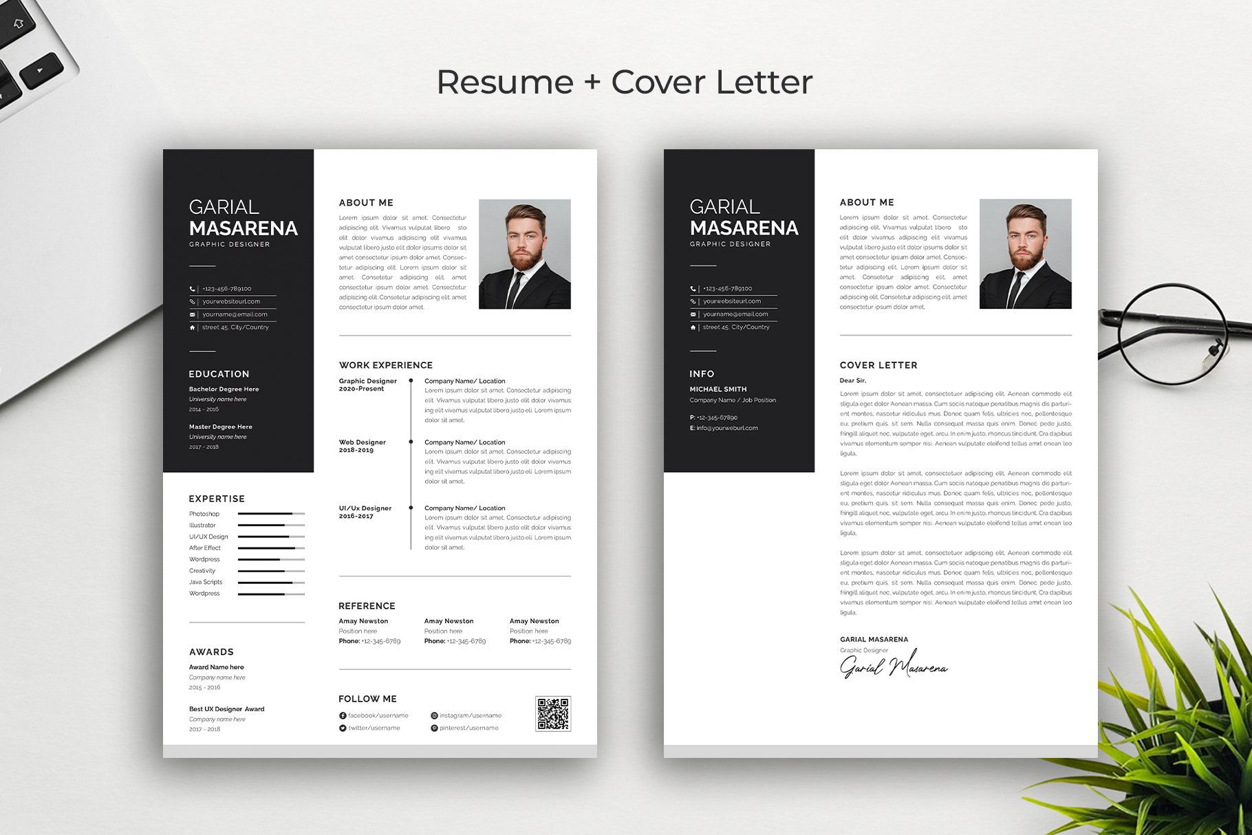 Minimal Resume CV Template - Design Cuts