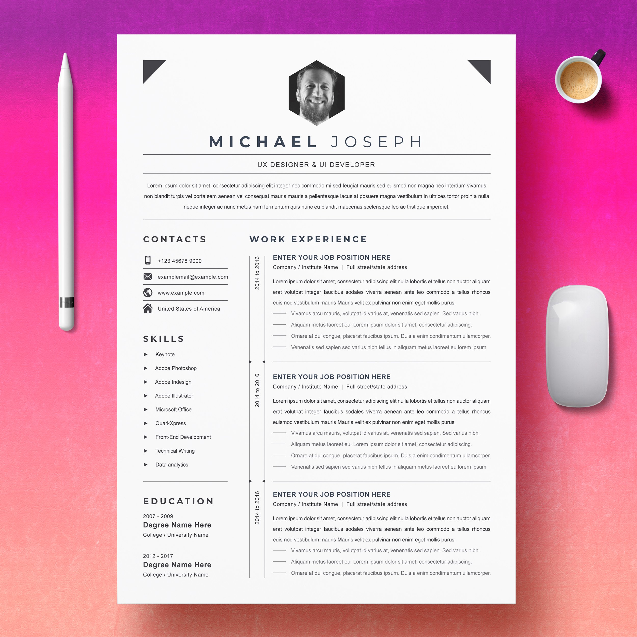 Professional Resume CV Template 6 - Design Cuts