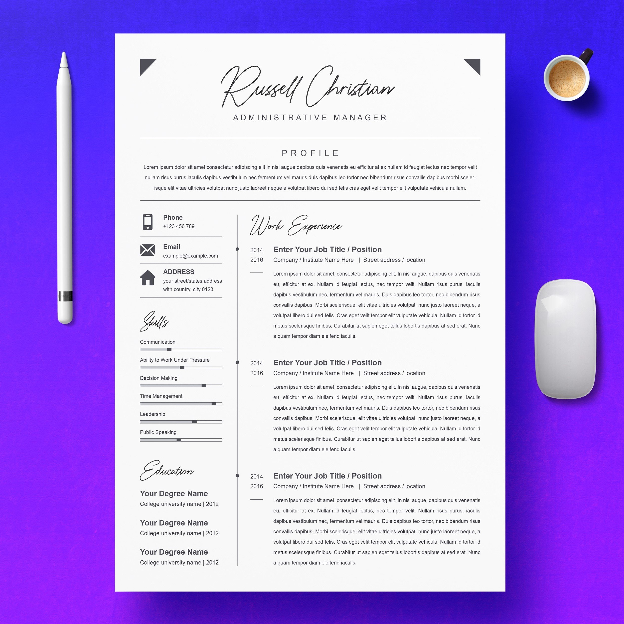 Clean Resume Template CV Template 2 - Design Cuts