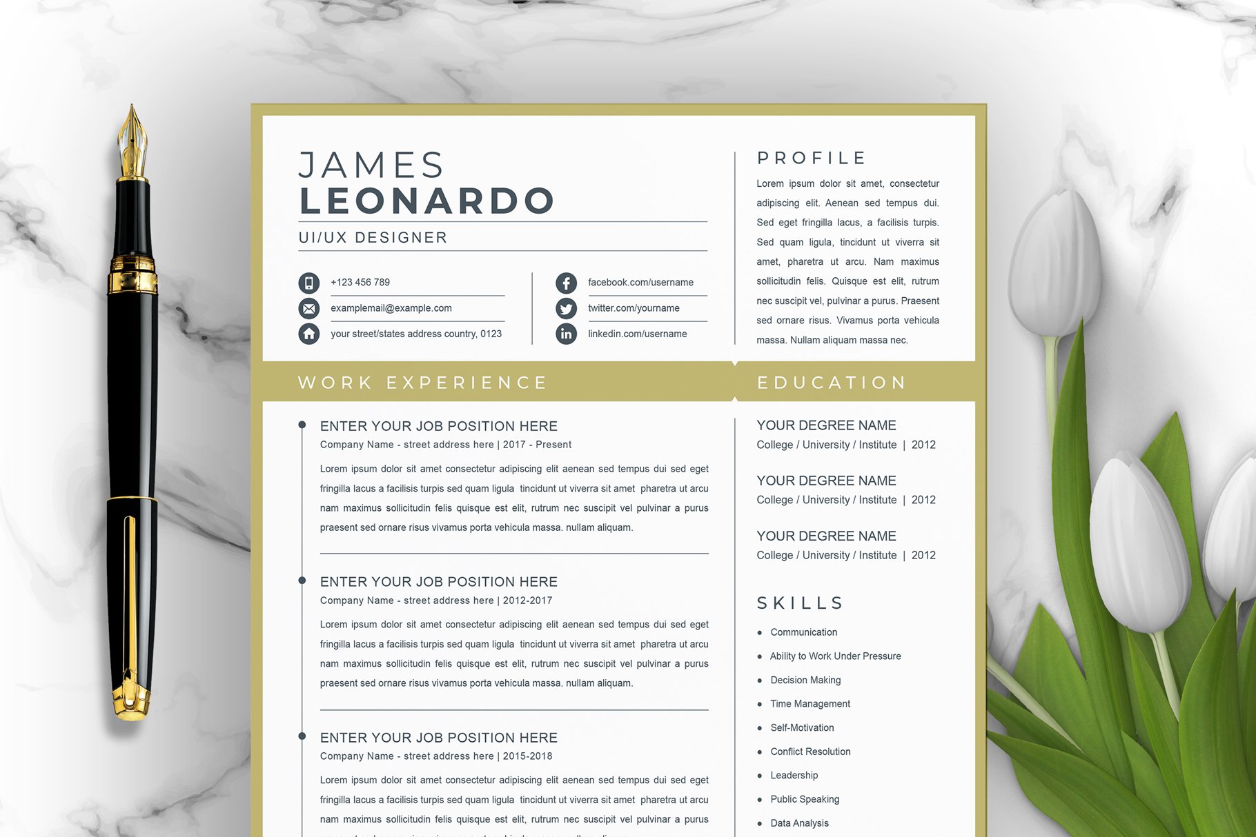 Resume Template  4 Pages Pack - Design Cuts