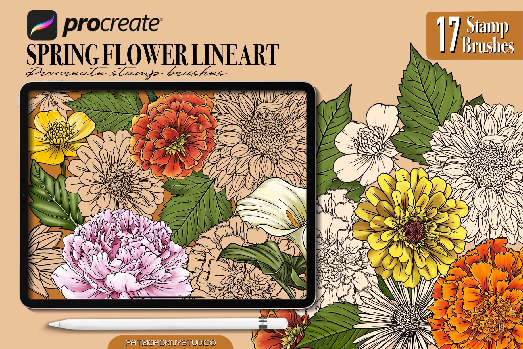 70 Flower Stamp Procreate Brushes - Design Cuts