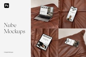 Nube Apple Mockups | Macbook Iphone Ipad For PS