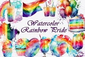 Rainbow Pride Watercolor Clipart