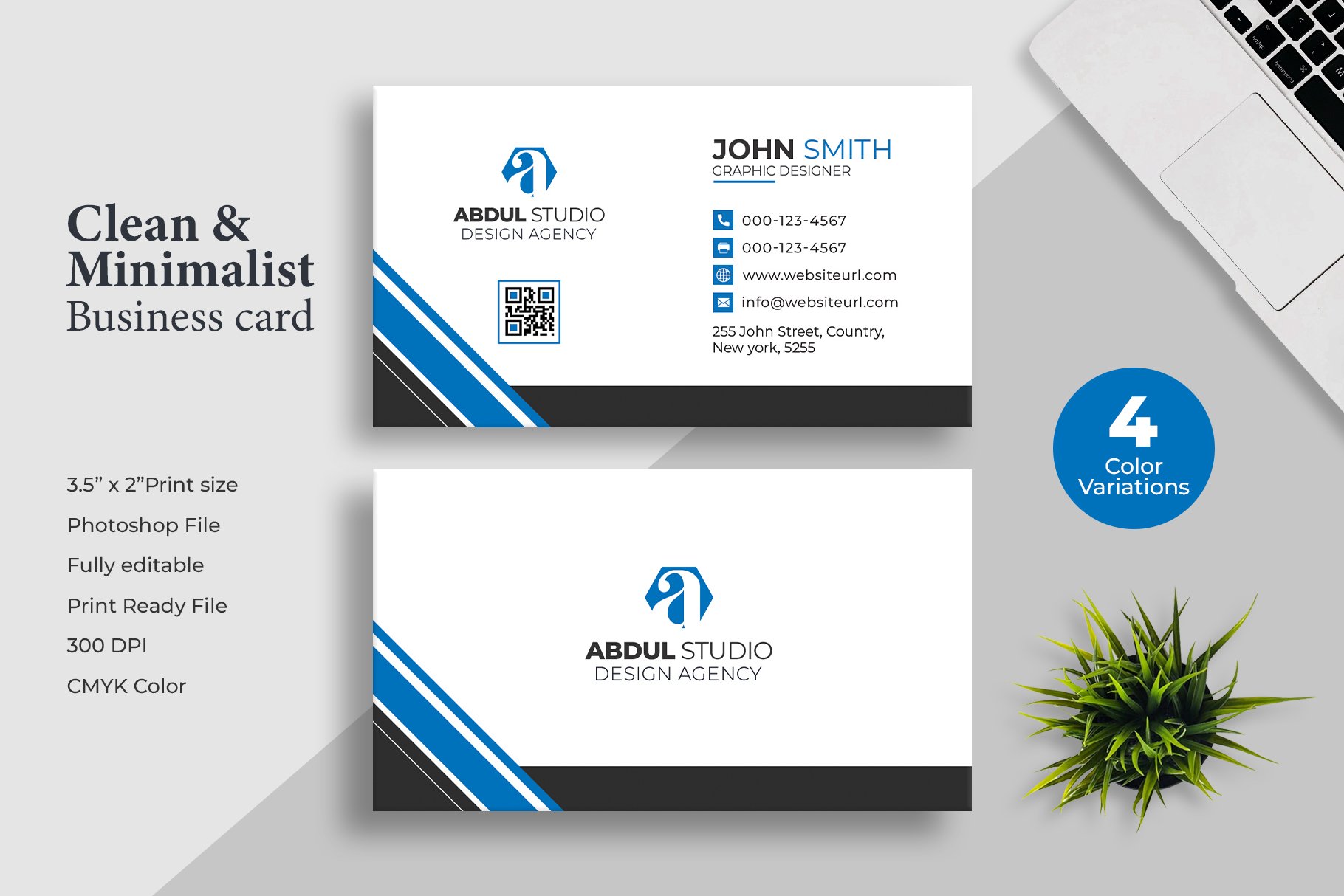Minimal White Business Card  Business Card Templates ~ Creative Market
