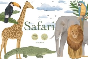 Safari Tropical Animals Illustrations