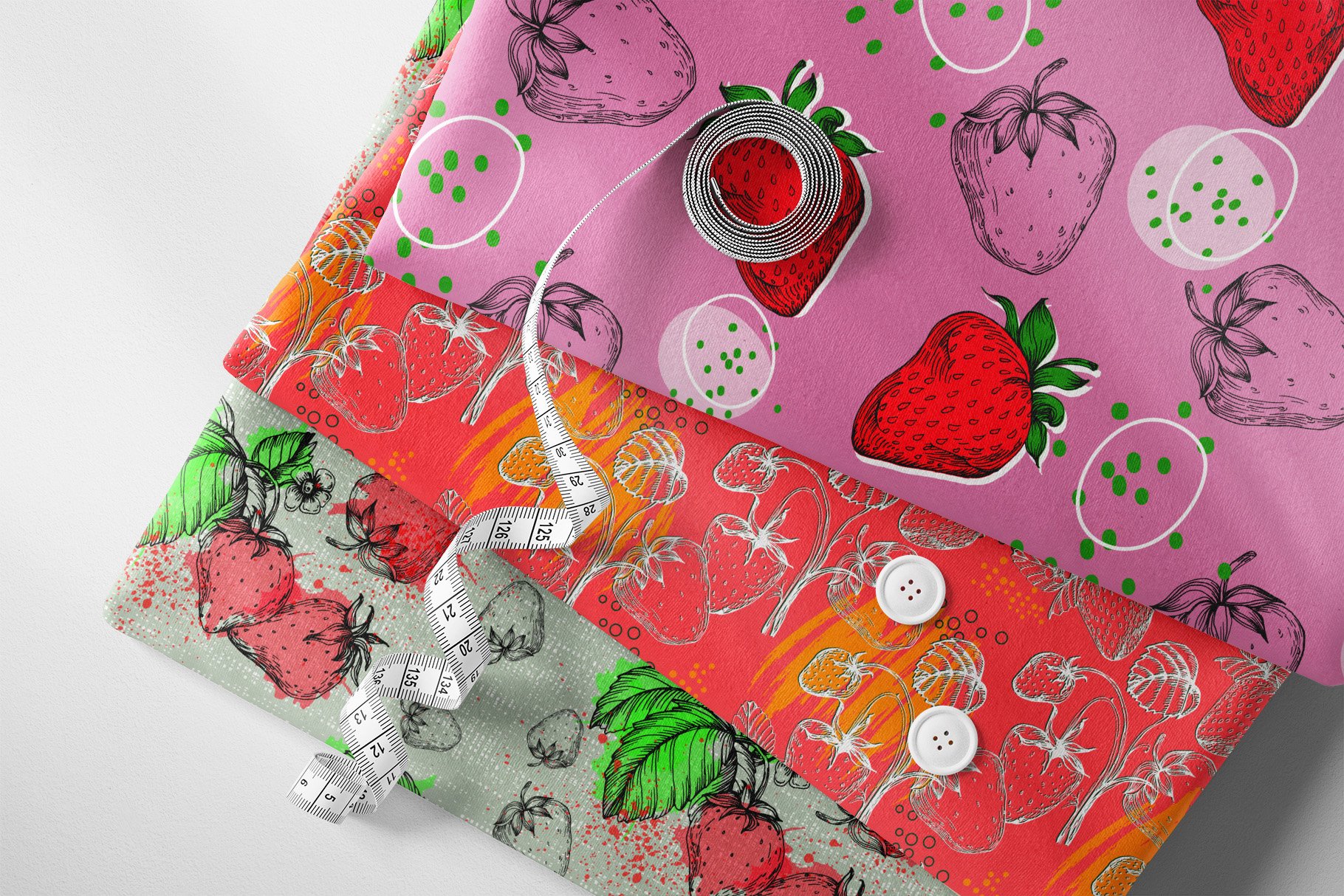 Strawberries Seamless Patterns - Design Cuts